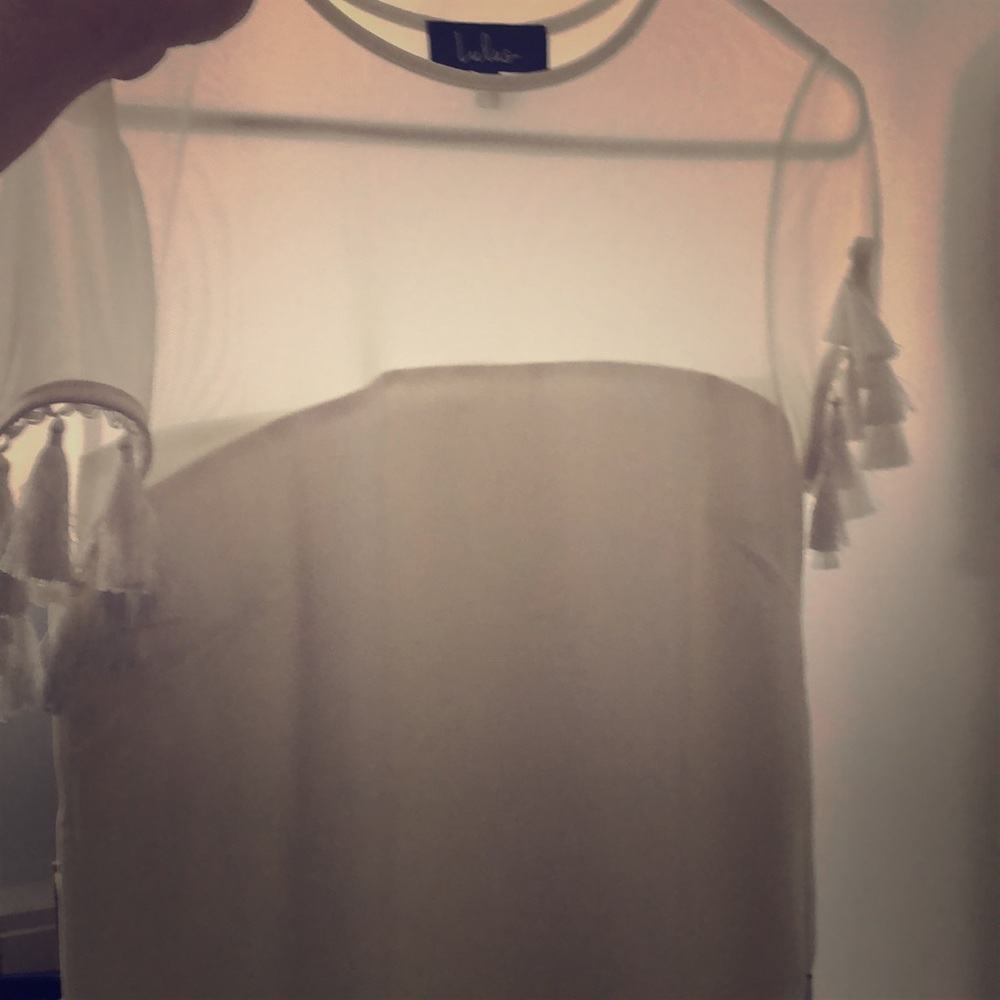 Lulus white tassel dress